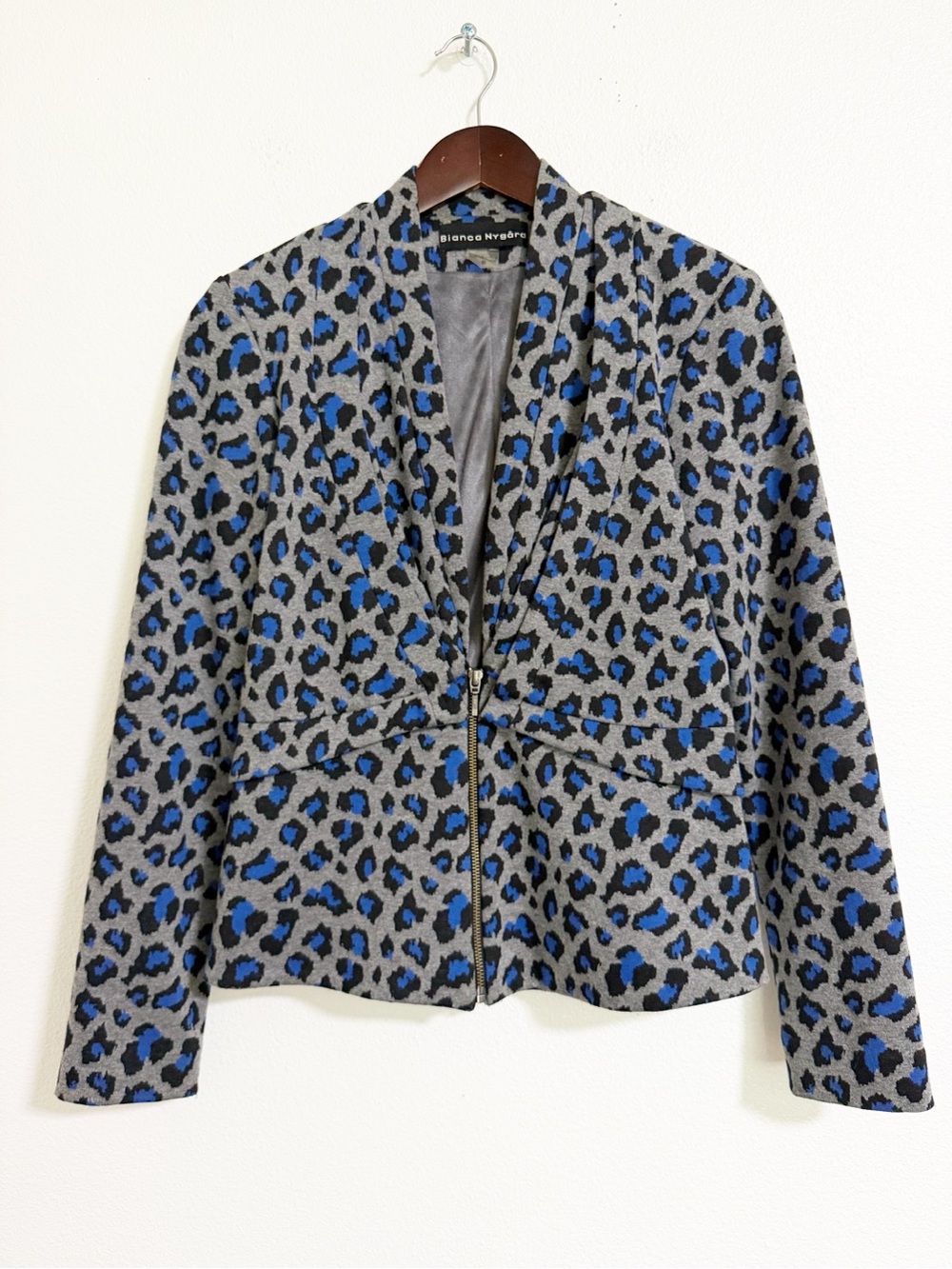 Bianca Nygard Leopard Print Zip Front Blazer